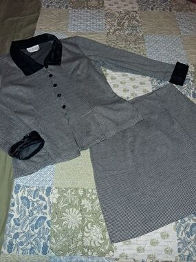 90s JODI MICHEALS HOUNDSTOOTH MINI SKIRT AND JACKET / TOP SET